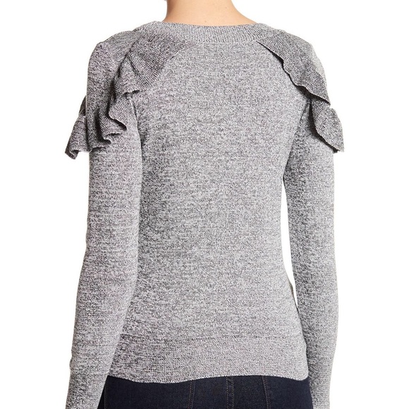 ❌SOLD 🏳️Topshop Grey Knit with Shoulder Ruffle - Picture 2 of 4